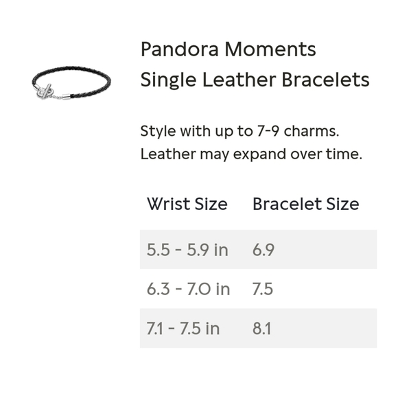 Pandora Single Black Braided Leather Bracelet  6.9" - Picture 4 of 4